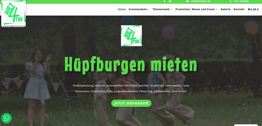 Website für die Hüpfburgen-Vermietung