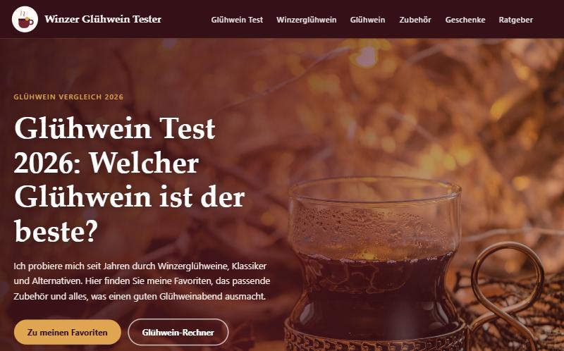 Startseite des Winzer Glühwein Testers