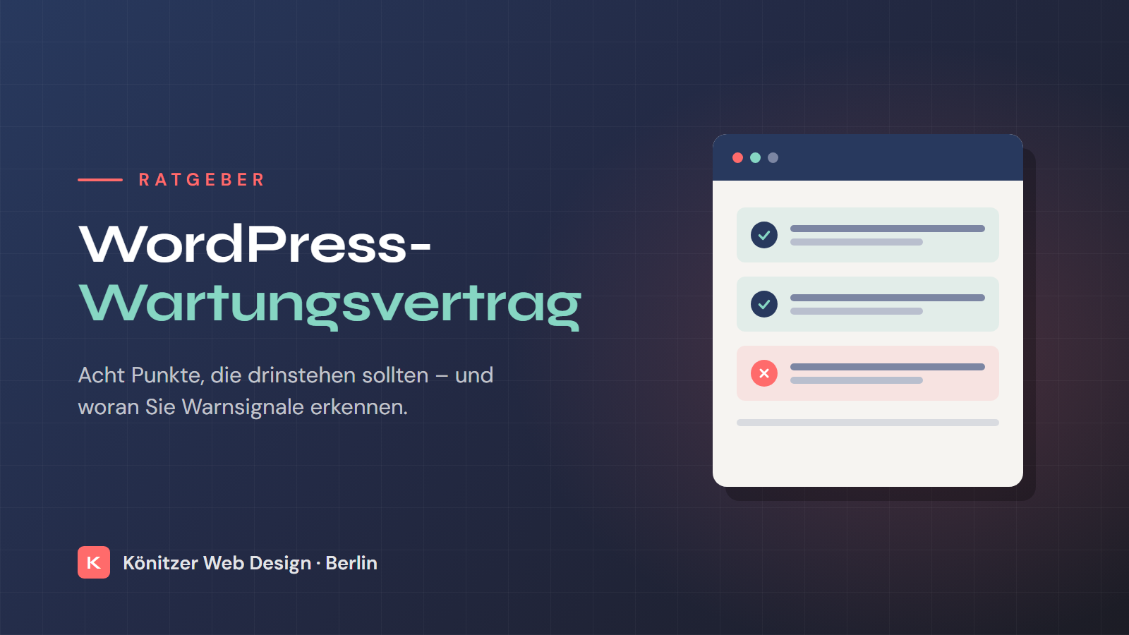 WordPress-Wartungsvertrag: Was drinstehen sollte WordPress-Wartungsvertrag – Checkliste mit acht Punkten